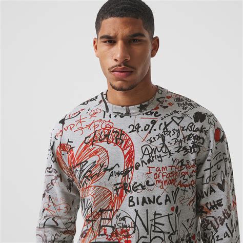 burberry graffiti men|Burberry Burberry Graffiti Logo Sweatshirt In Grey Cotton on .